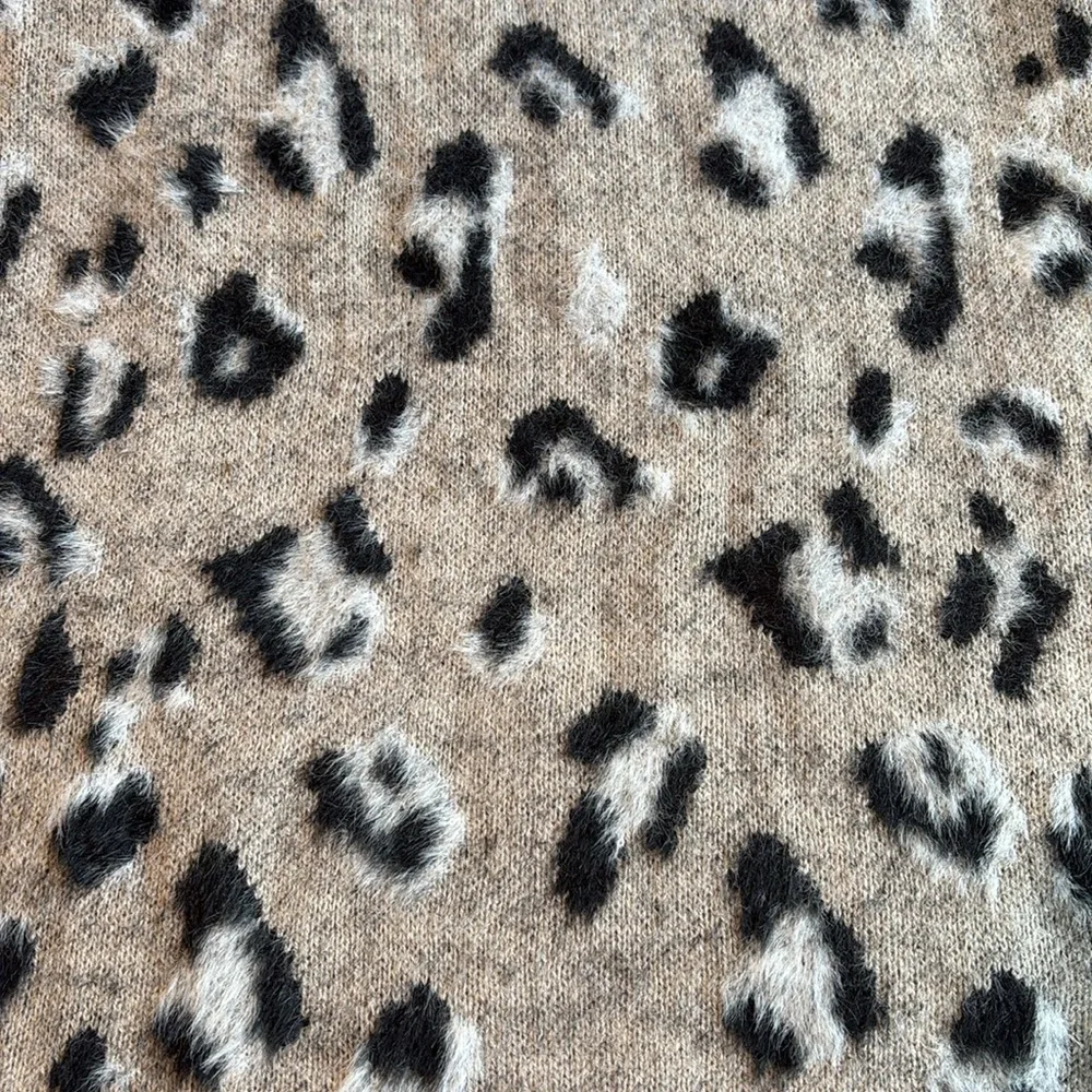 Women’s Tribal Leopard Print Sweater - Cream and Black - Size Large